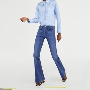 Zara skinny jeans flare Stilla island blue sz 10